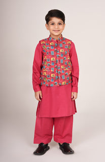 Baby Boys Printed Waistcoat 3 Piece Infant-SIS814225