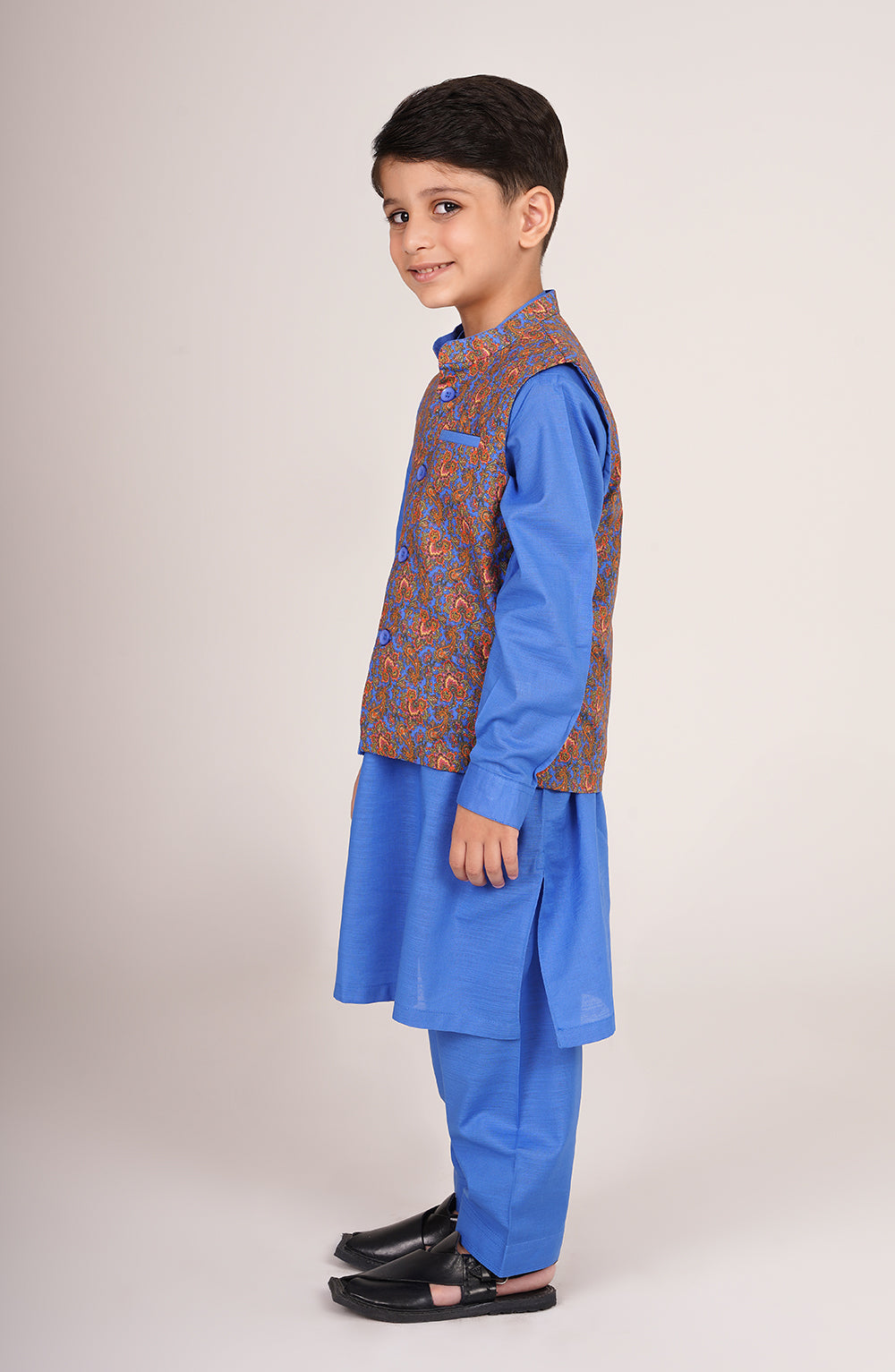 Boys Printed Waistcoat 3 Piece Suit