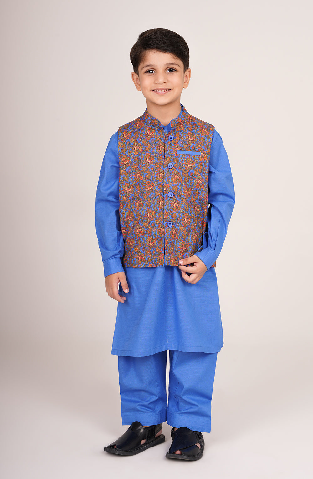 Boys Printed Waistcoat 3 Piece Suit