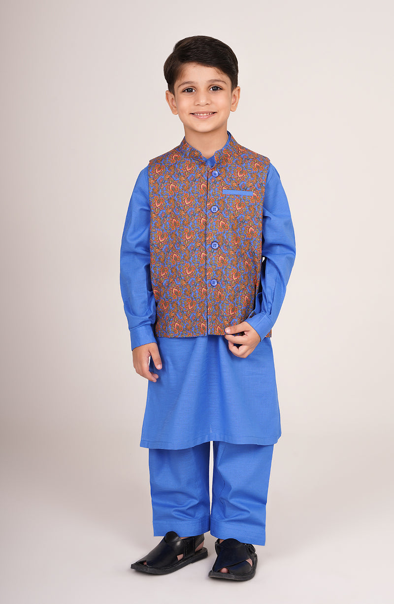 Boys Printed Waistcoat 3piece Suit - SIS815225 - Shop Now at Leisure Club