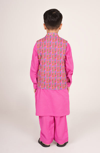 Boys Printed Waistcoat 3 Piece Suit