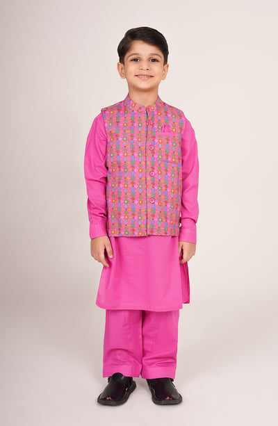 Boys Printed Waistcoat 3 Piece Suit
