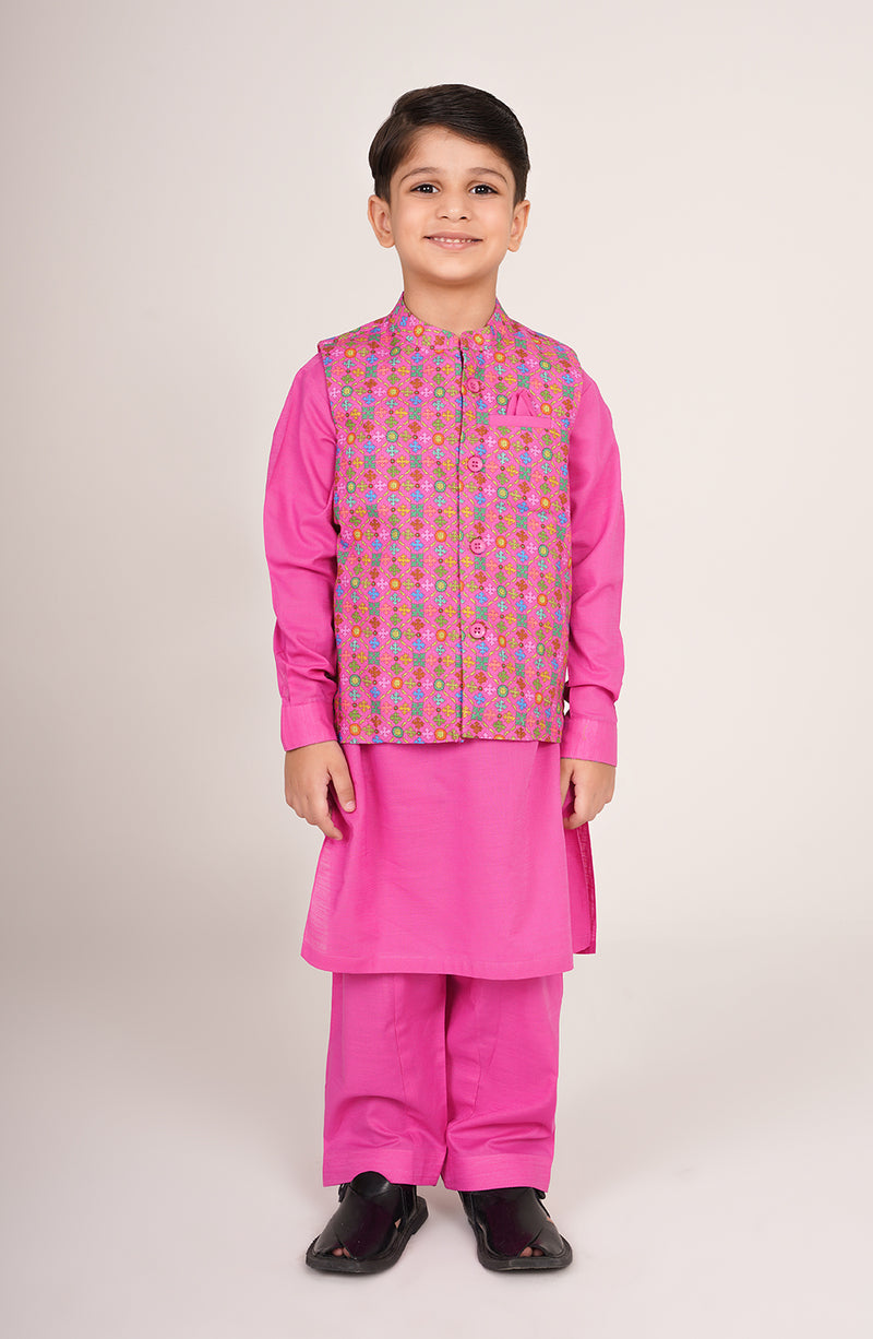 Boys Printed Waistcoat 3piece Suit - SIS816225 - Shop Now at Leisure Club