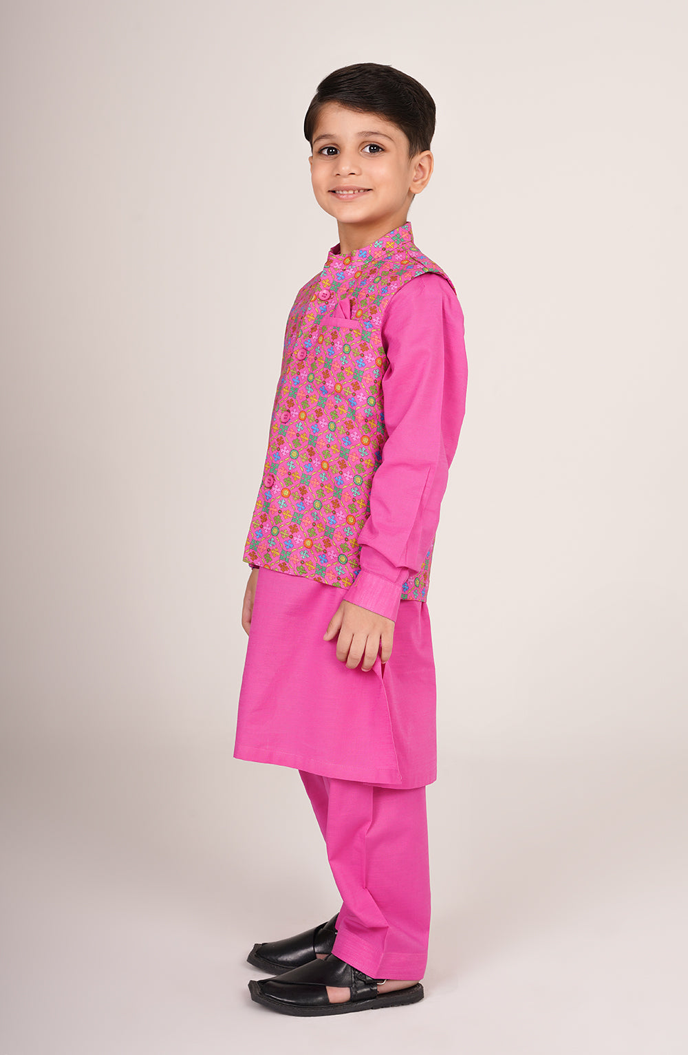 Boys Printed Waistcoat 3 Piece Suit