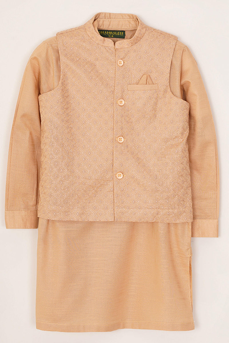 Boys Embroidered Waistcoat 3 Piece Suit - SIS819225