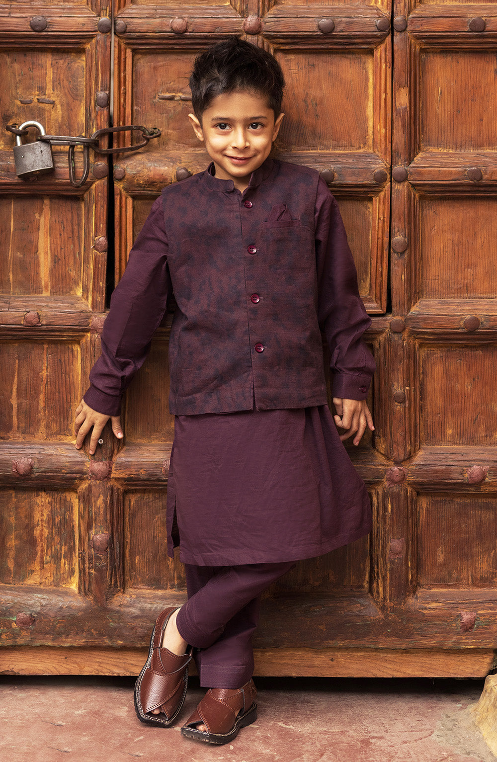 Printed Waistcoat 3 Piece Suit - SIS822225