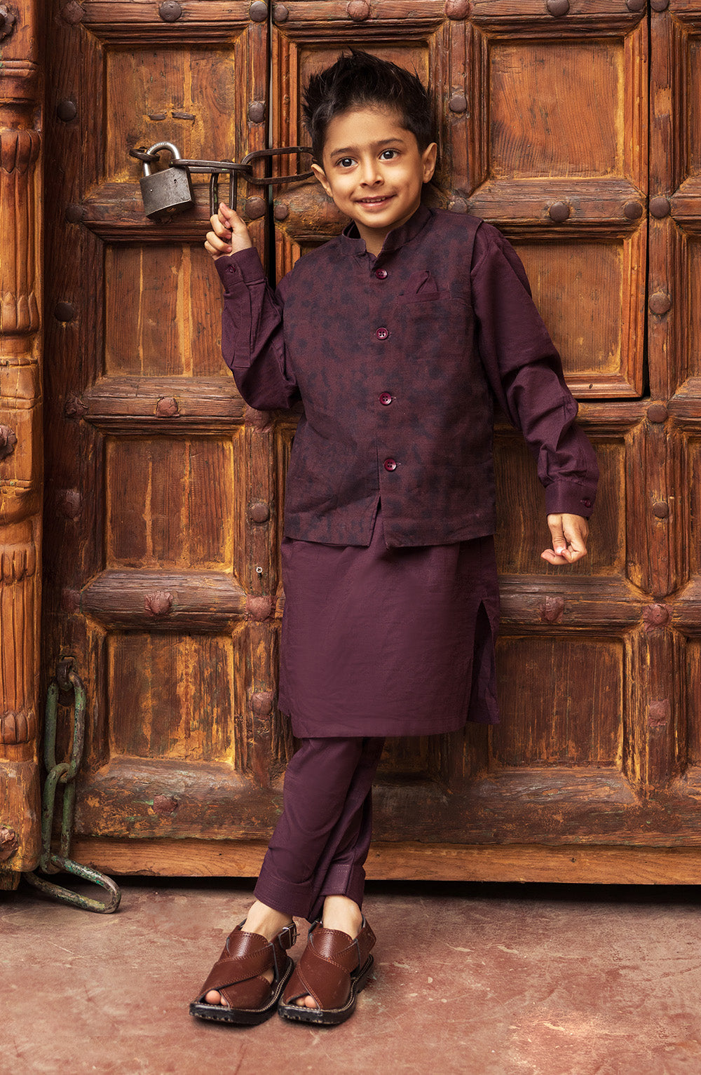 Printed Waistcoat 3 Piece Suit - SIS822225