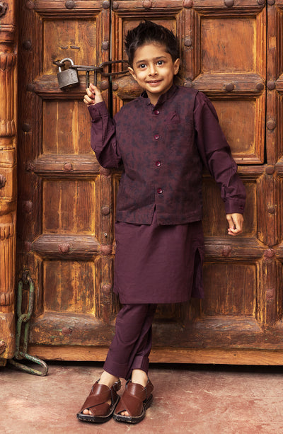 Printed Waistcoat 3 Piece Suit - SIS822225