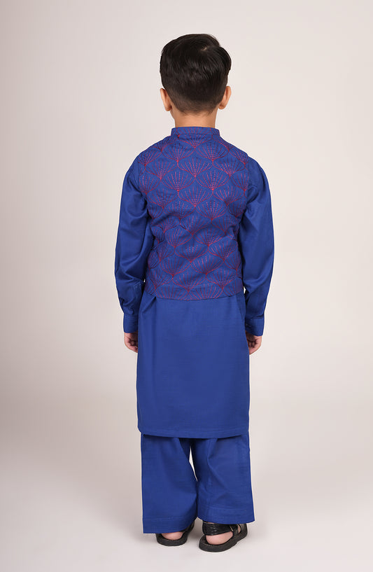 Boys Embroidered Waistcoat 3 Piece Suit