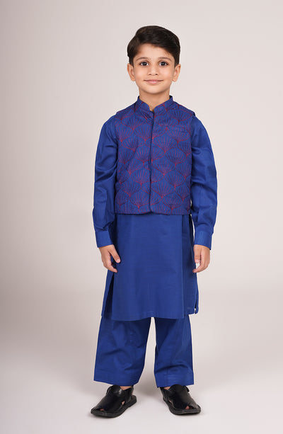 Boys Embroidered Waistcoat 3 Piece Suit
