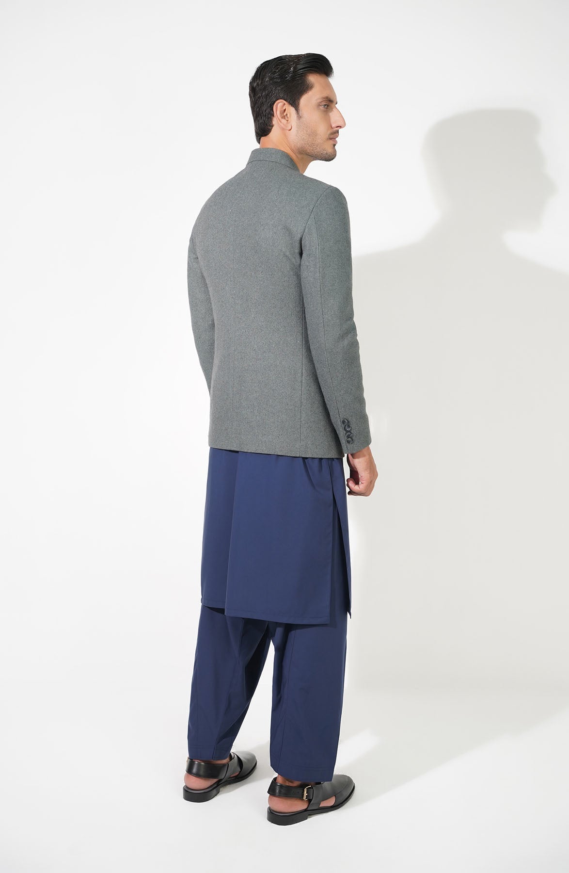 Zip Front Prince Coat In Wool - Shop Now at Shahnameh