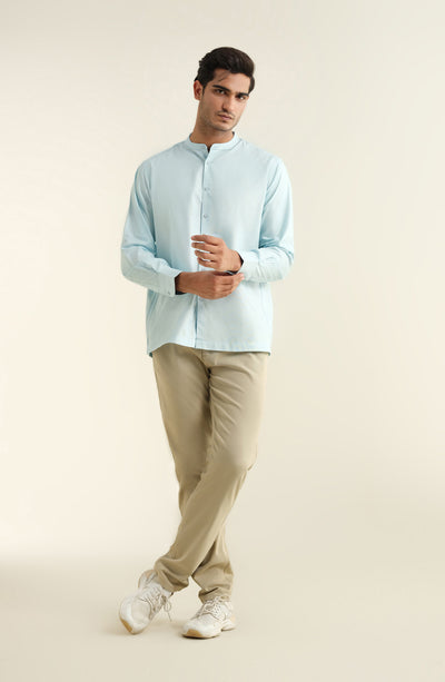 Men's Band Collar Oxford Shirt