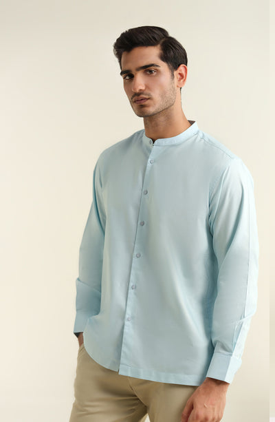 Men's Band Collar Oxford Shirt
