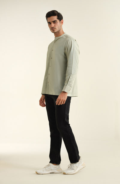 Men's Band Collar Oxford Shirt