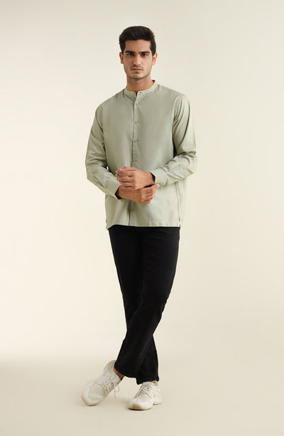 Men's Band Collar Oxford Shirt