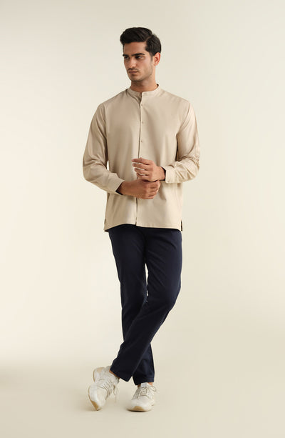 Men's Band Collar Oxford Shirt