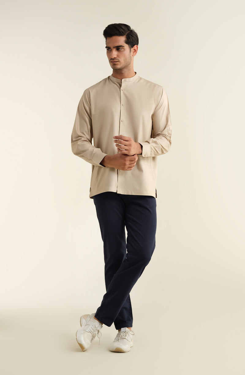 Men's Band Collar Oxford Shirt - Shop Now at Shahnameh