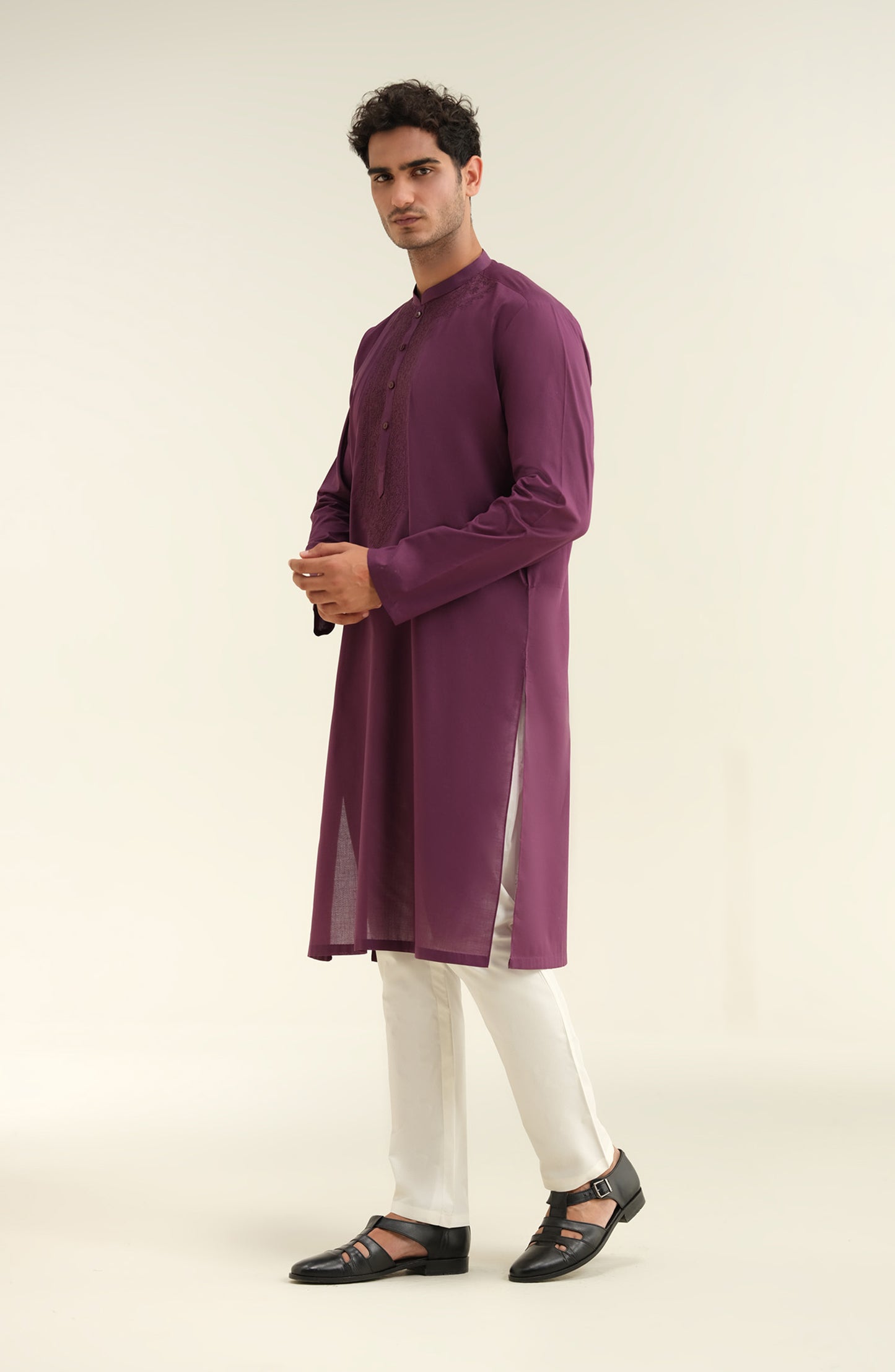 Men's Front Embroidered Kurta - Shop Now at Shahnameh