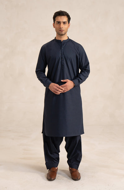 Men's 2 Piece Round Band Collar Suit