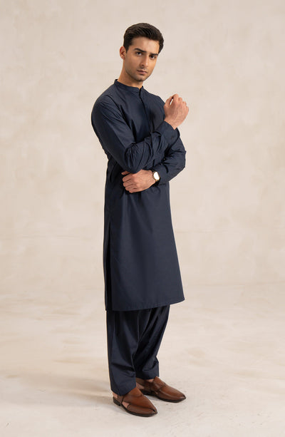 Men's 2 Piece Round Band Collar Suit