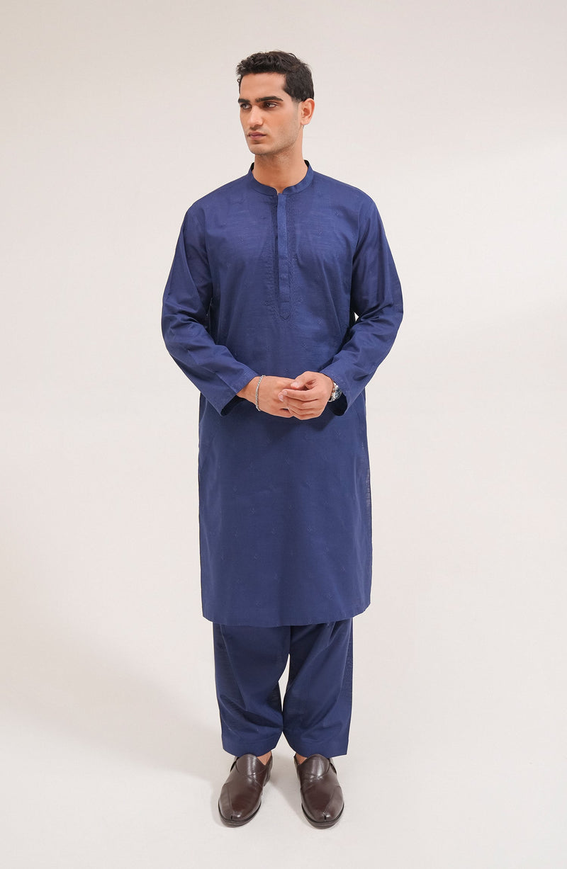 Men's Front Placket Embroidered Suit - Shop Now at Shahnameh