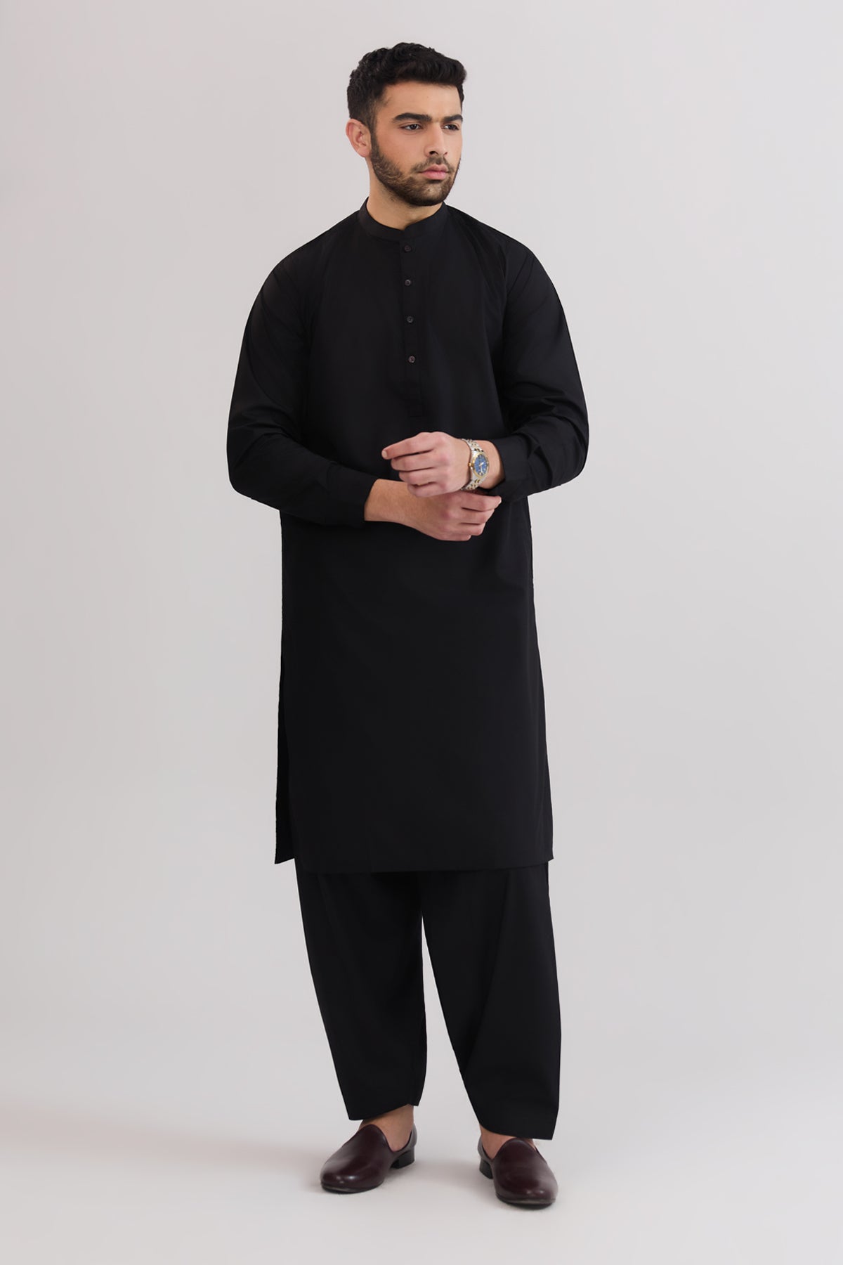 Men Band Collar Suit - SMS813225 - Shop Now at Shahnameh
