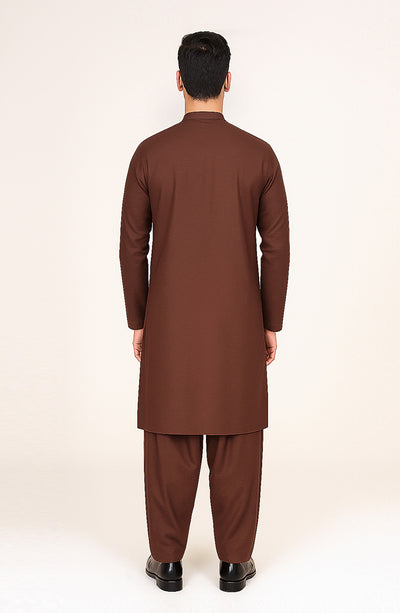 Men's Front Embroidered Band Collar Suit - SMS833225