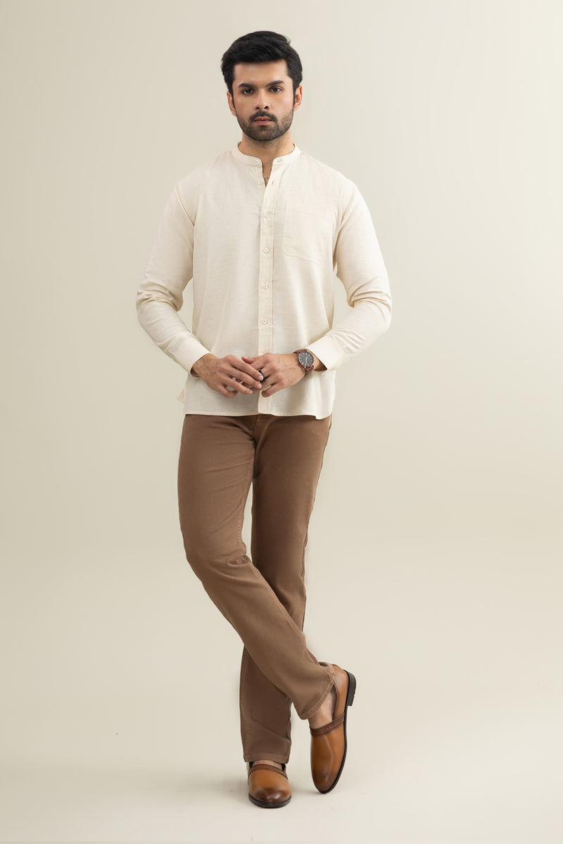 Band Collar Shirt - SMSH201B425 - Shop Now at Shahnameh