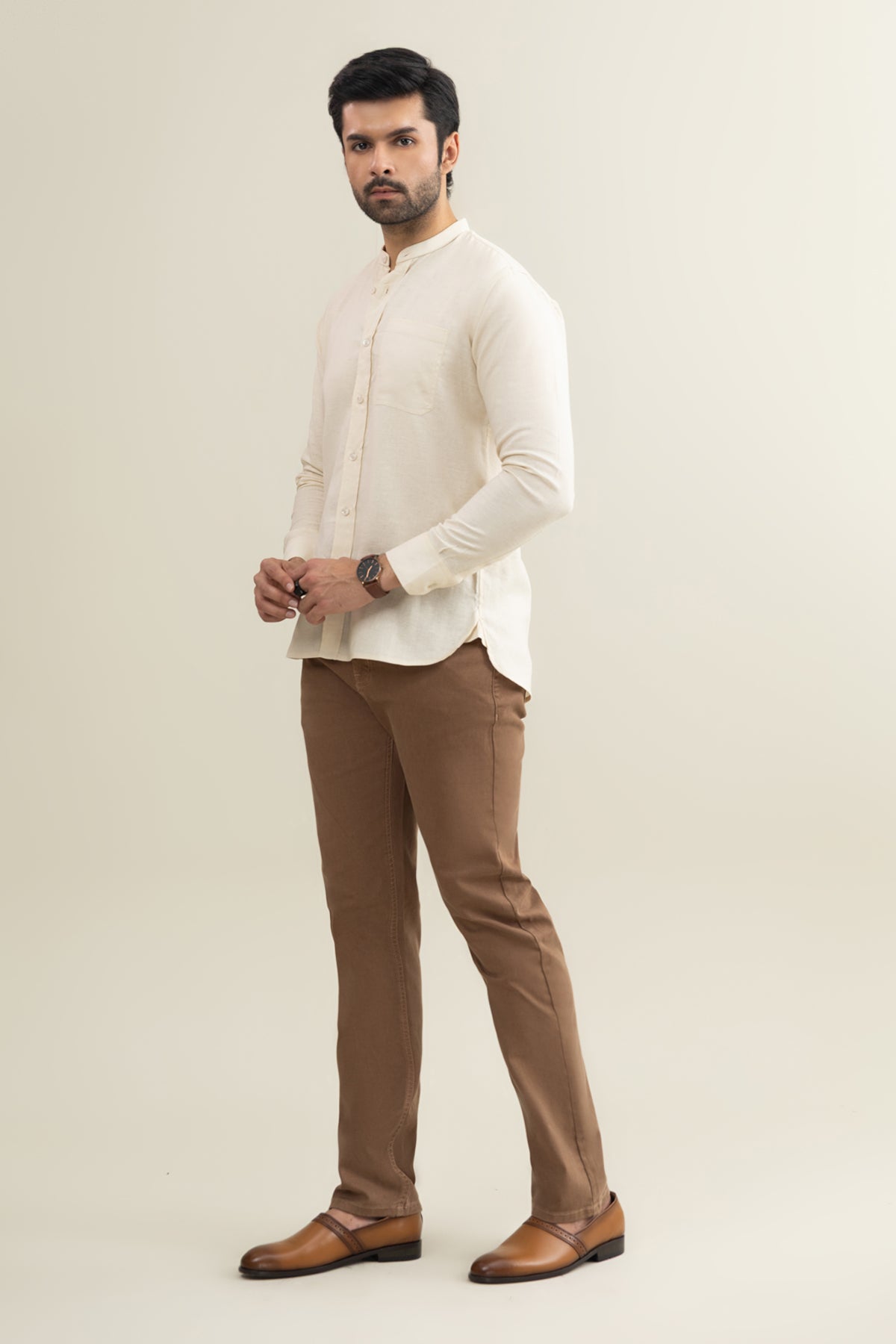 Band Collar Shirt - SMSH201B425