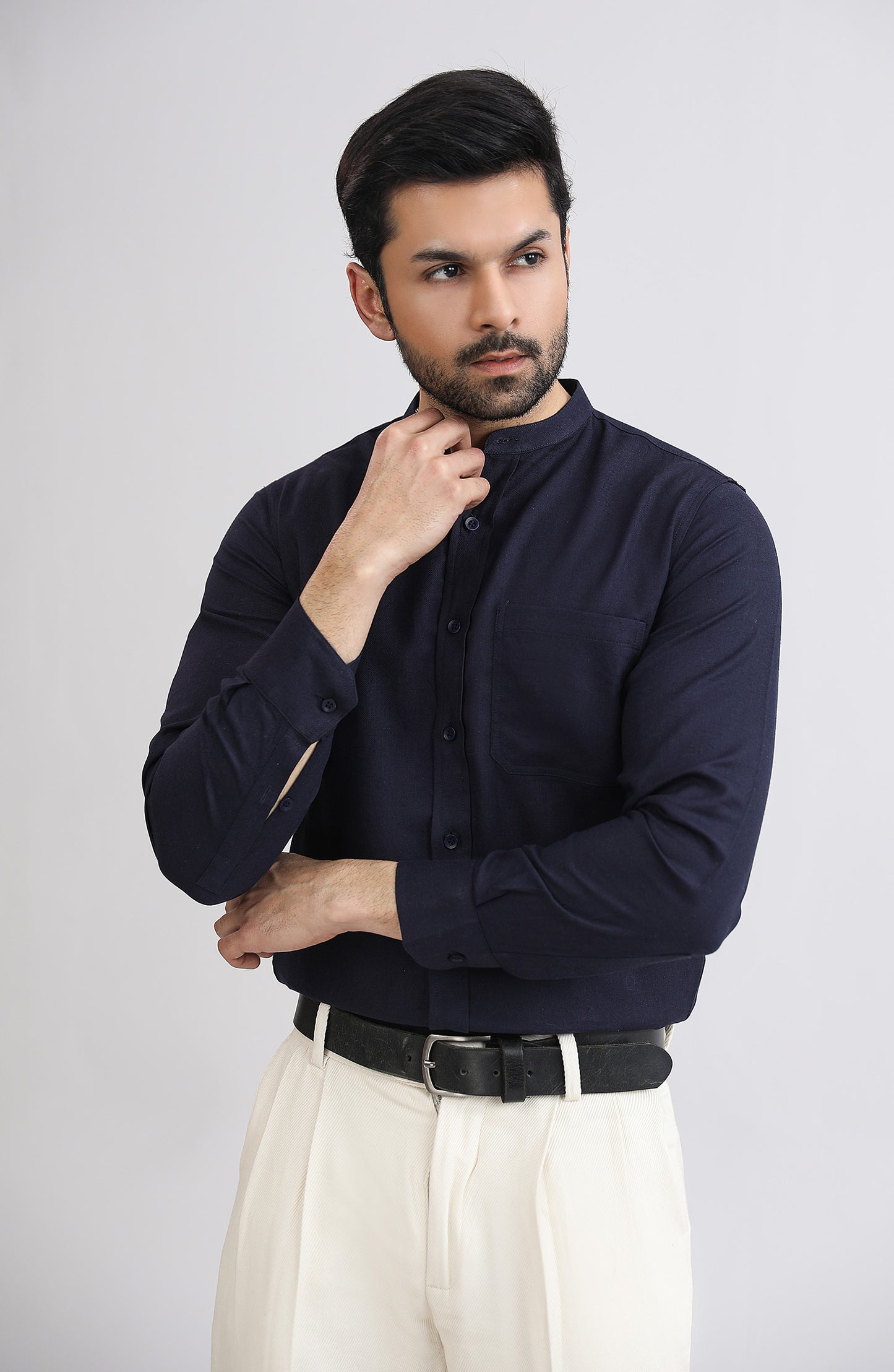 Band Collar Shirt - SMSH202A425