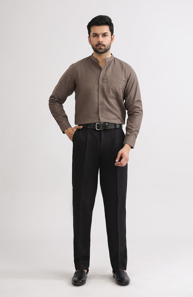 Band Collar Shirt - SMSH204425 - Shop Now at Shahnameh