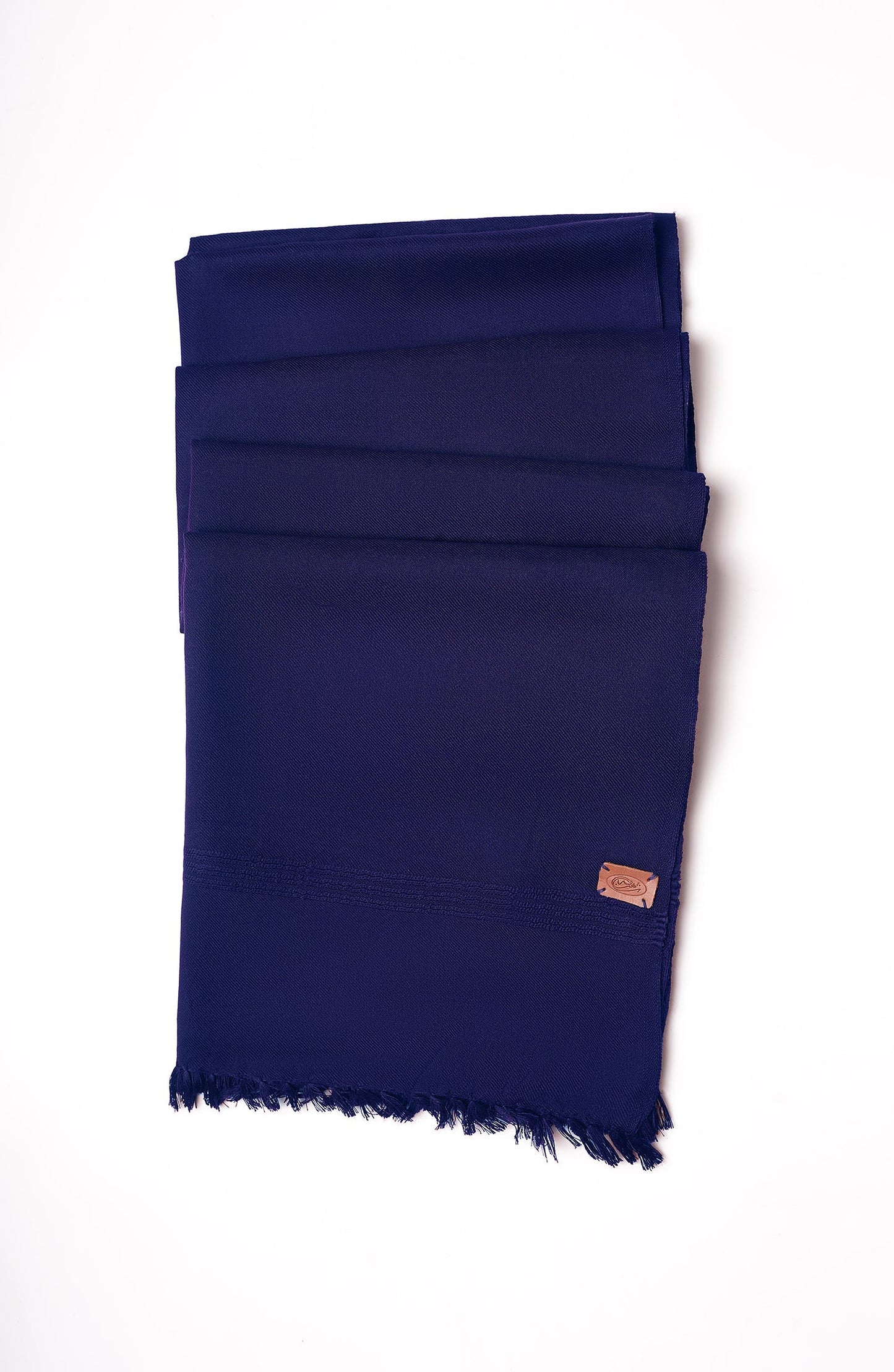 Navy Blue Fine Wool Shawl - SMSL404424