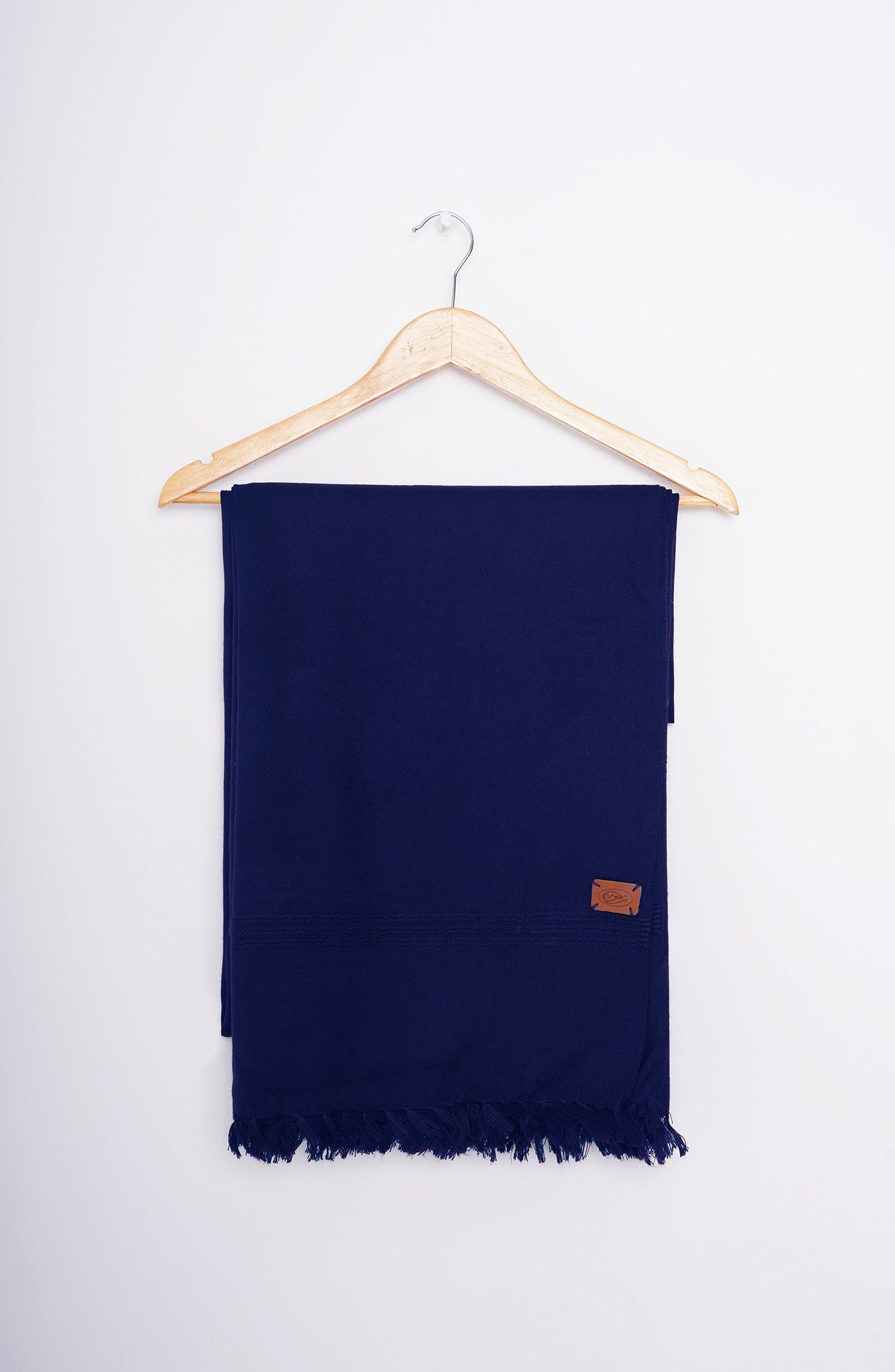 Navy Blue Fine Wool Shawl - SMSL404424