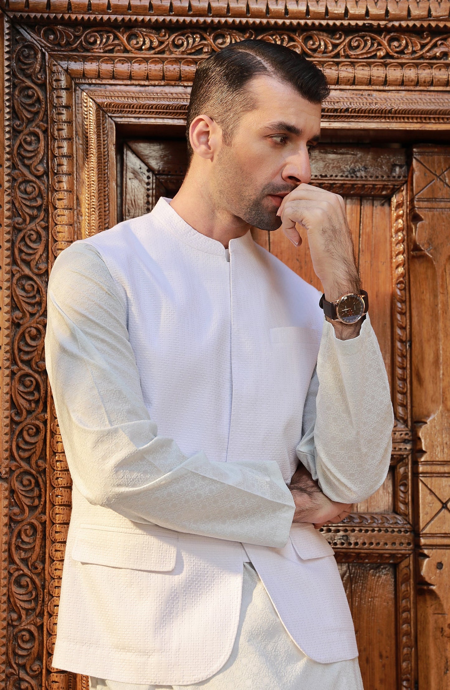 Mens Texture Dobby Waist Coat