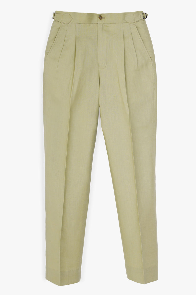 Pure Linen Pleated Pants - SND933126