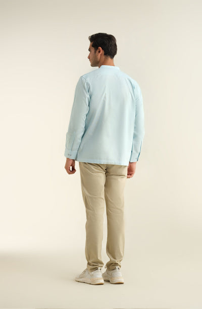 Men's Band Collar Oxford Shirt