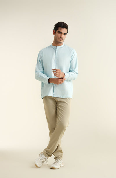 Men's Band Collar Oxford Shirt