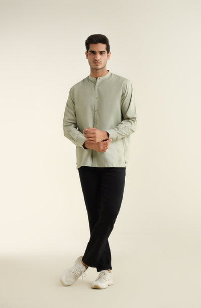 Men's Band Collar Oxford Shirt