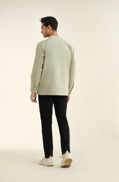 Men's Band Collar Oxford Shirt