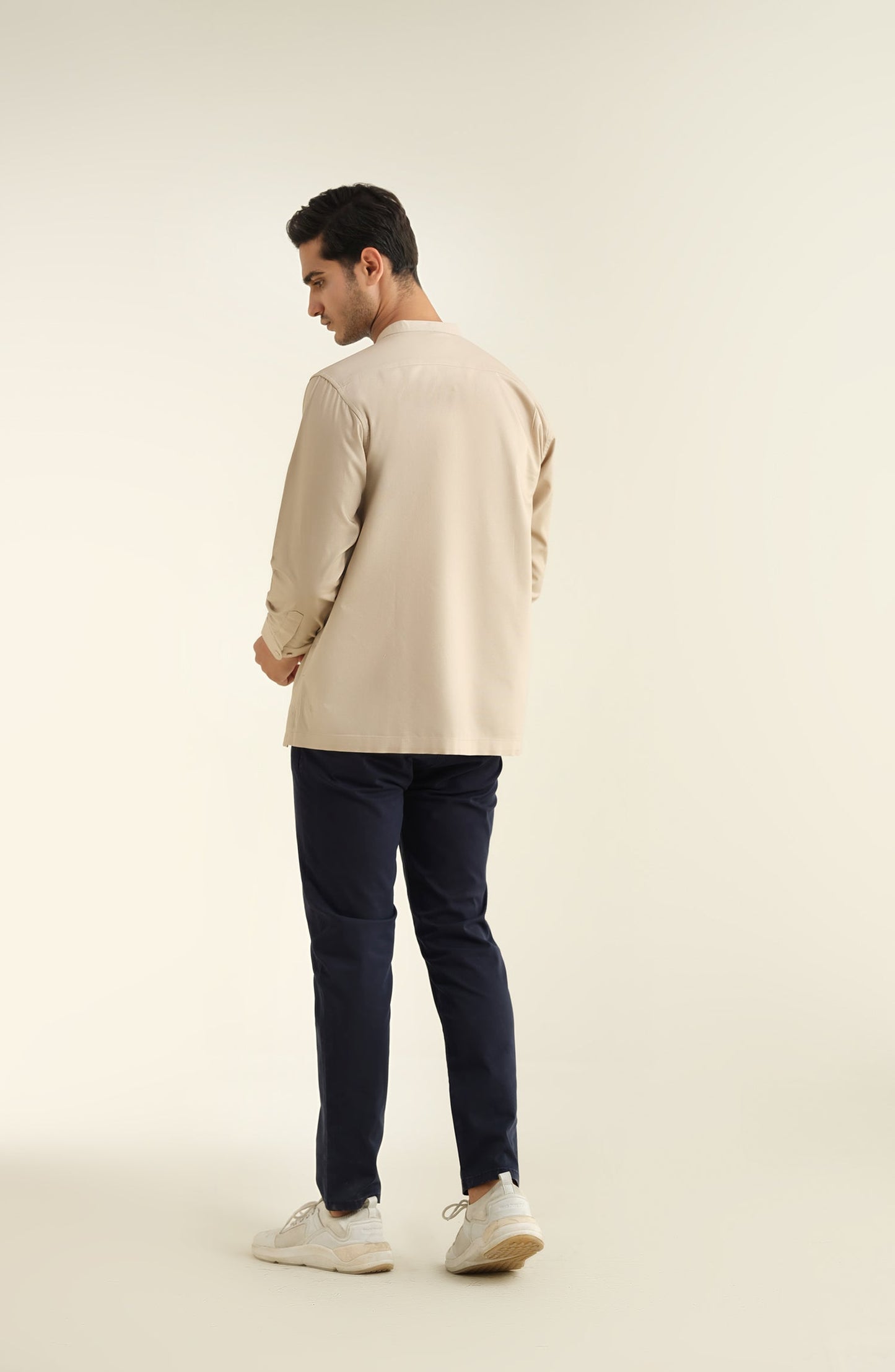Men's Band Collar Oxford Shirt