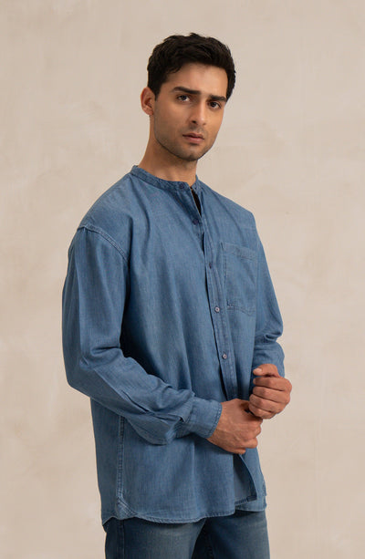 Men's Light Wash Denim Tunic