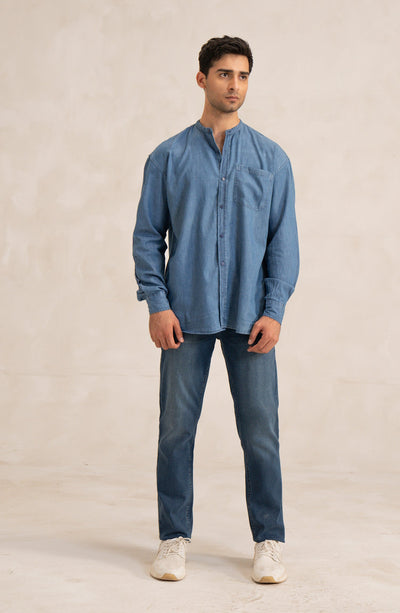 Men's Light Wash Denim Tunic