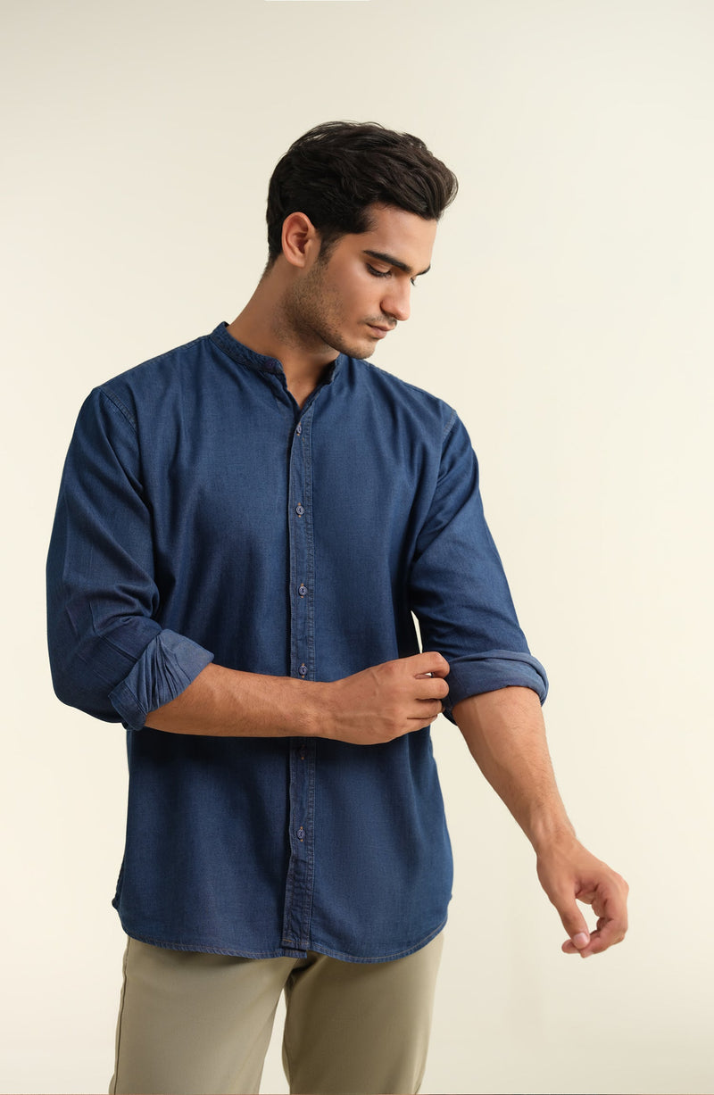 Men's Denim Tunic - Shop Now at Shahnameh
