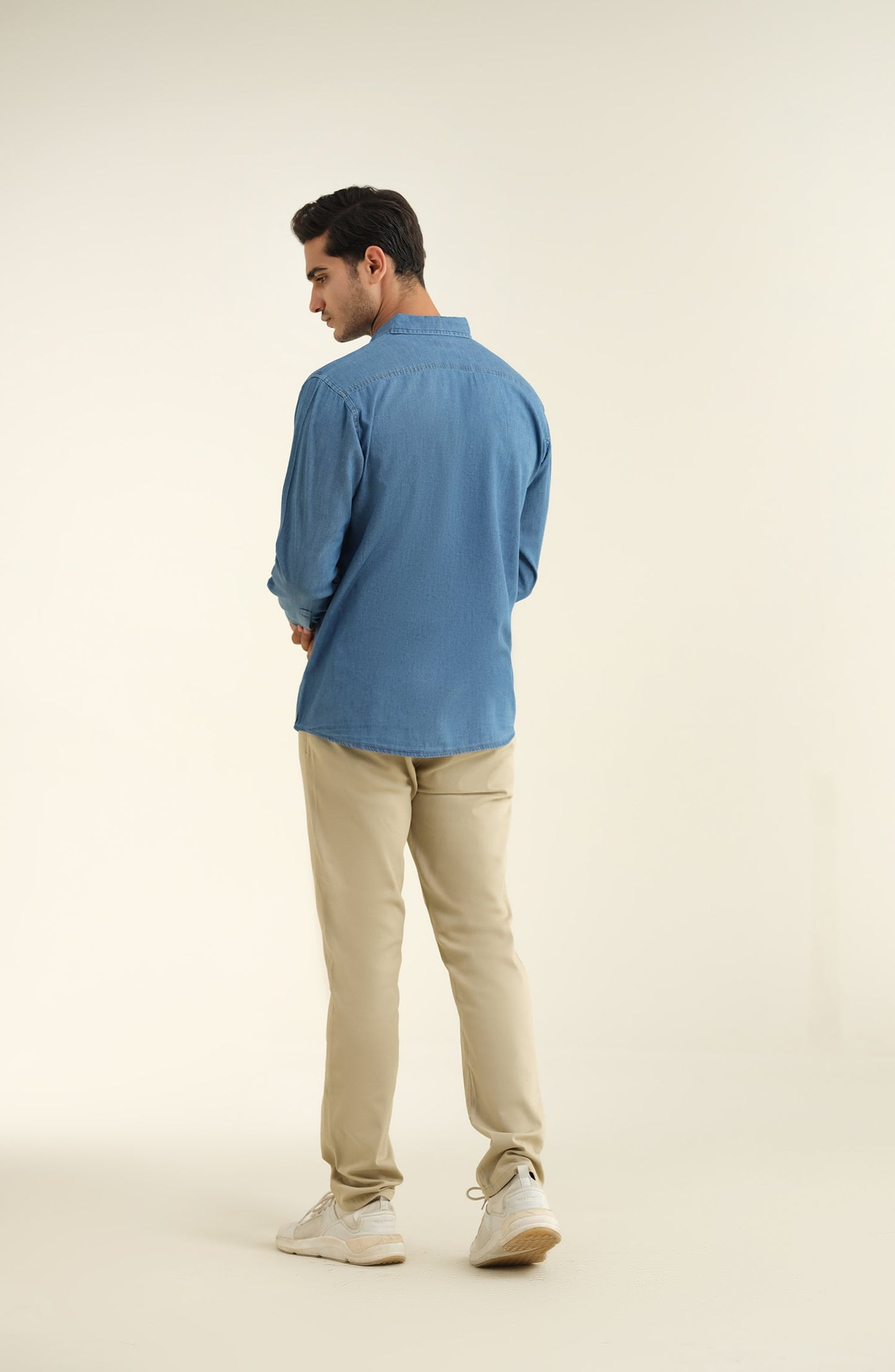 Men's Half Placket Denim Tunic