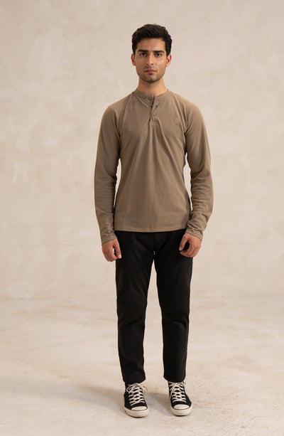 Men's Pique Henley In Green