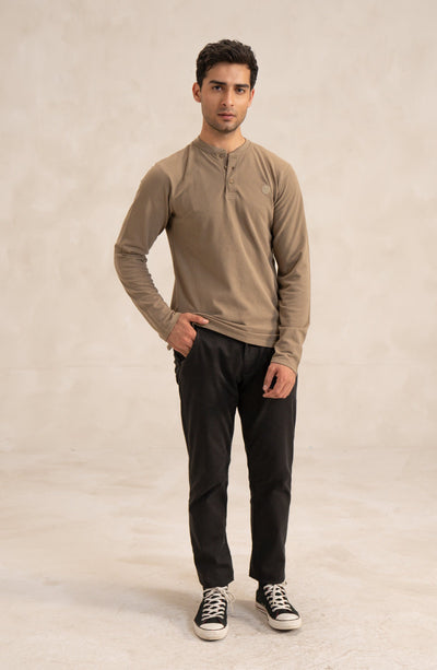 Men's Pique Henley In Green
