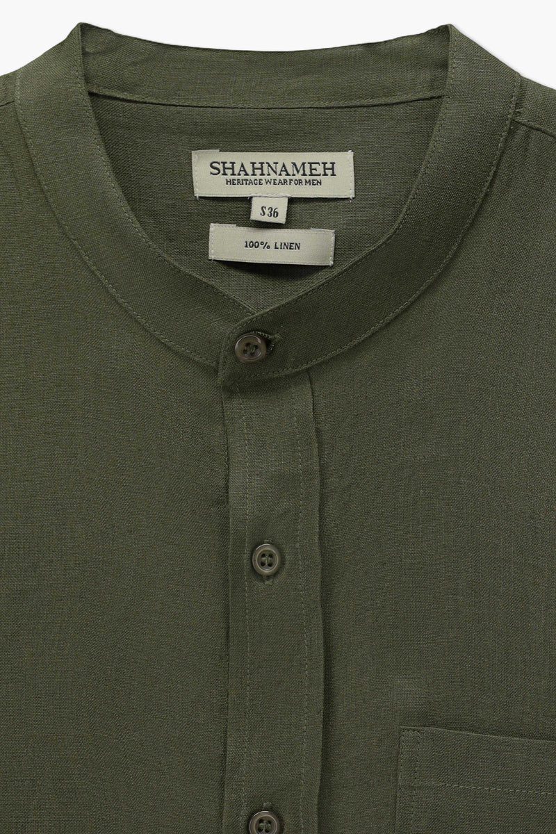 Mandarin Collar Linen Shirt - SWS812126