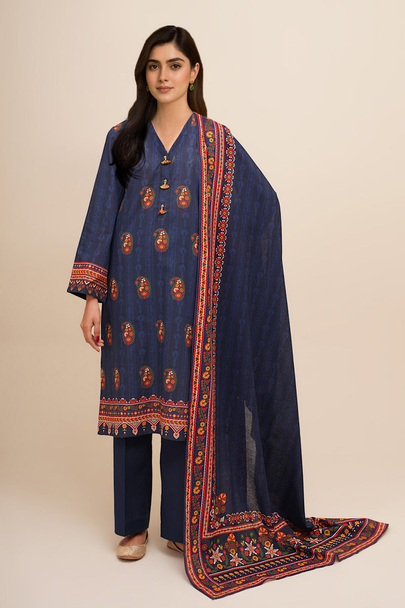 3 Piece - Printed Khaddar Suit - X7102 - Shop Now at Kayseria