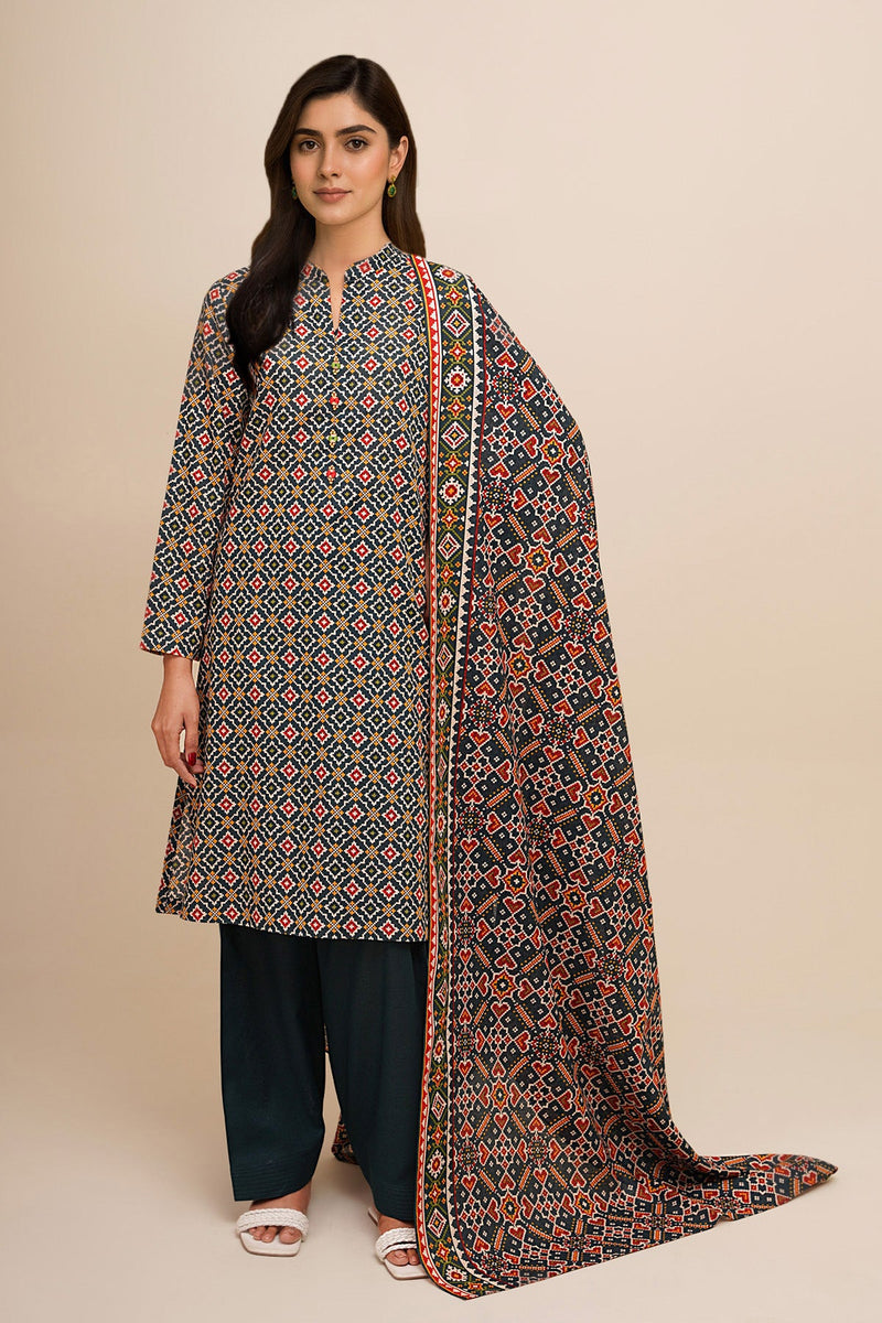 3 Piece - Printed Khaddar Suit - X7106 - Shop Now at Kayseria