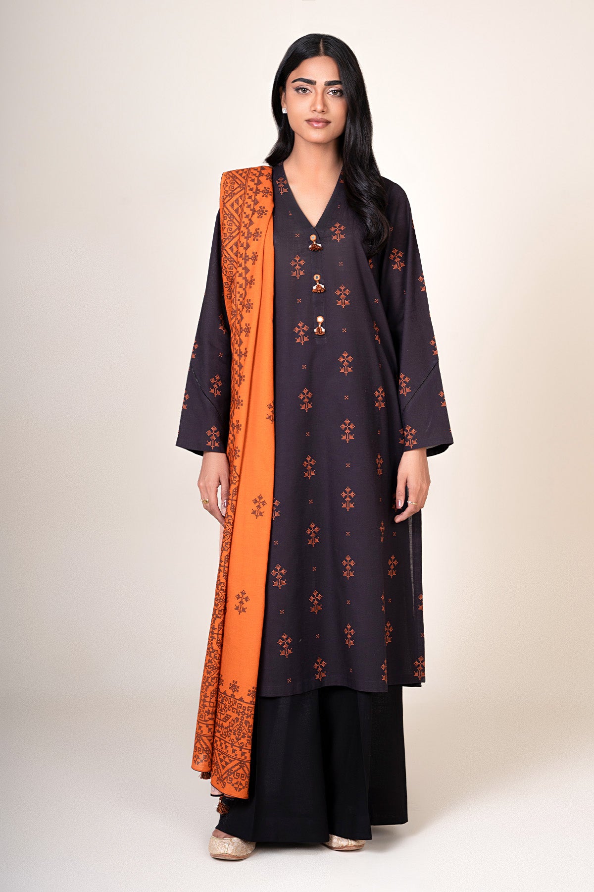 3 Piece - Printed Khaddar Suit - X7112 - Shop Now at Kayseria